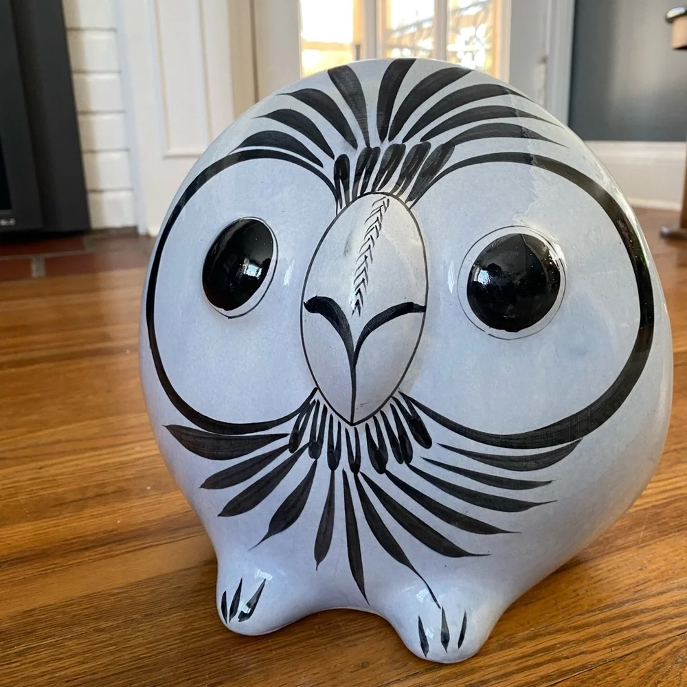 Vintage Tonala Mexican Pottery Owl